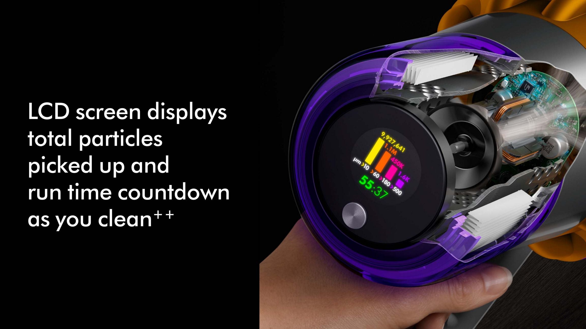 Dyson V15 Detect™ Cordless Vacuum Cleaner (Yellow/Iron) – Laser Dust Detection, Piezo Sensor, LCD Display, De‑Tangling Motorbar™, Whole‑Home Deep Cleaning