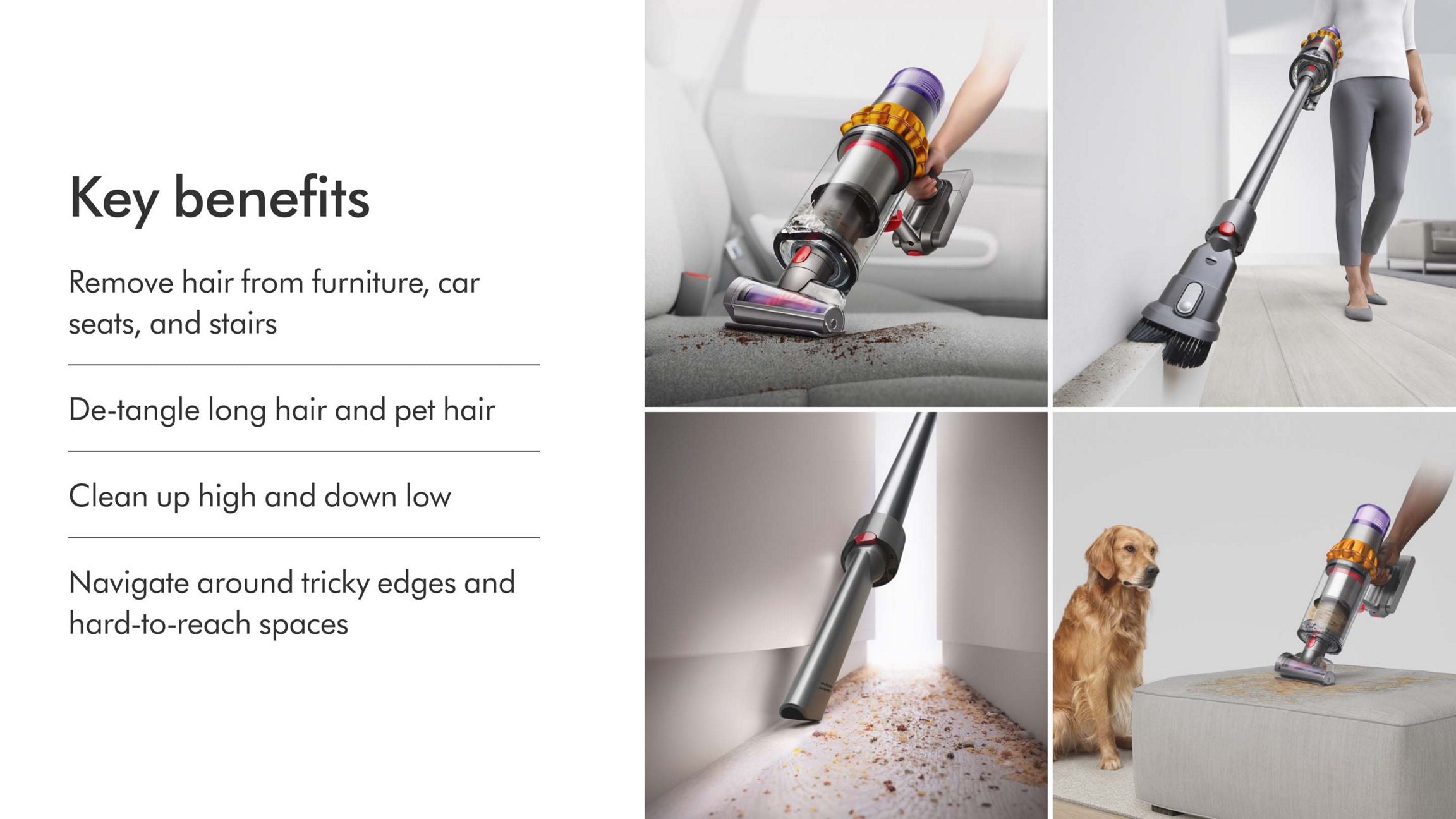 Dyson V15 Detect™ Cordless Vacuum Cleaner (Yellow/Iron) – Laser Dust Detection, Piezo Sensor, LCD Display, De‑Tangling Motorbar™, Whole‑Home Deep Cleaning