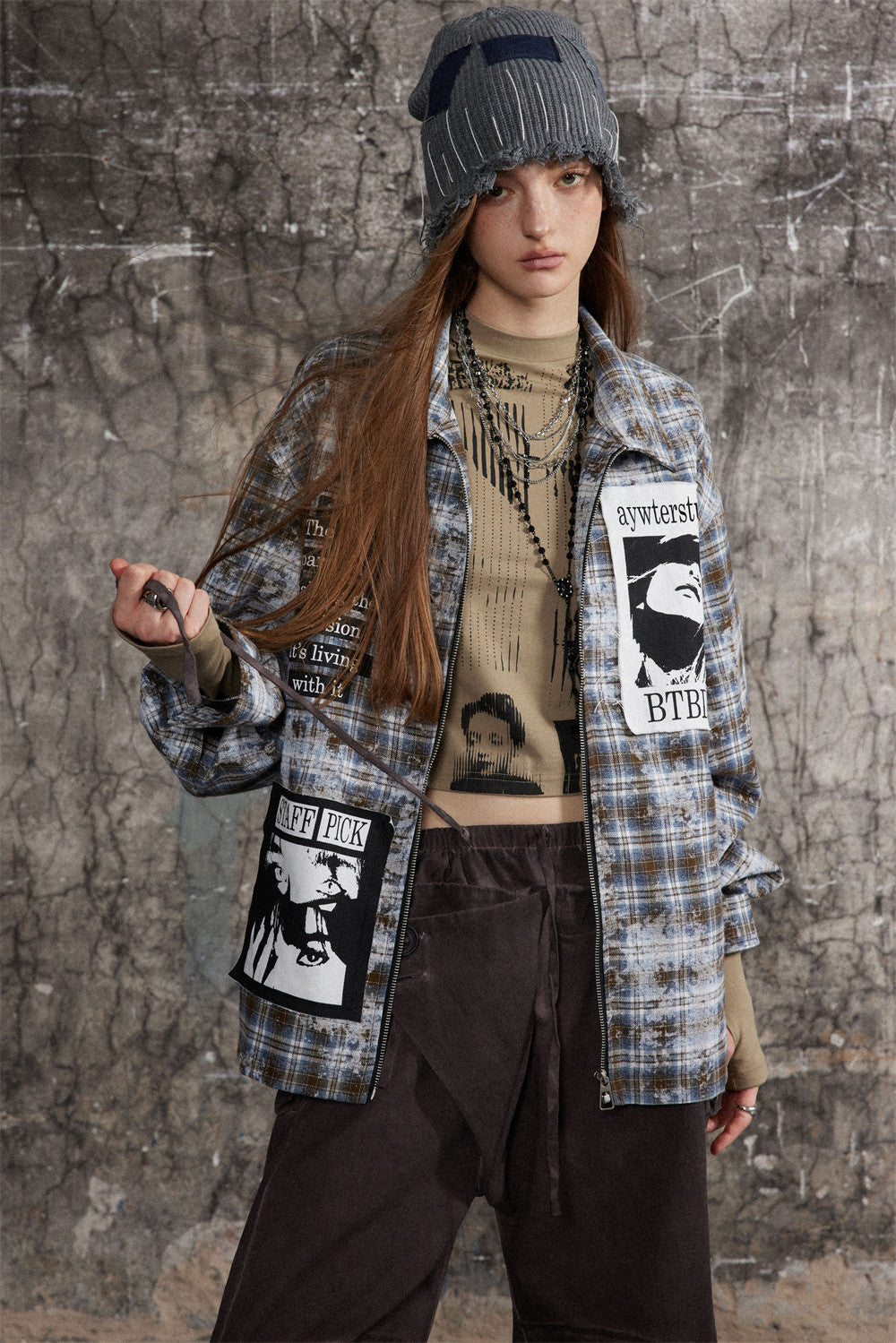 Distressed Plaid Jacket For Men