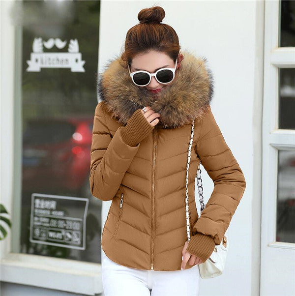 Elegant Brown Women’s Parka Jacket – Warm Down Cotton Fill & Classic Length