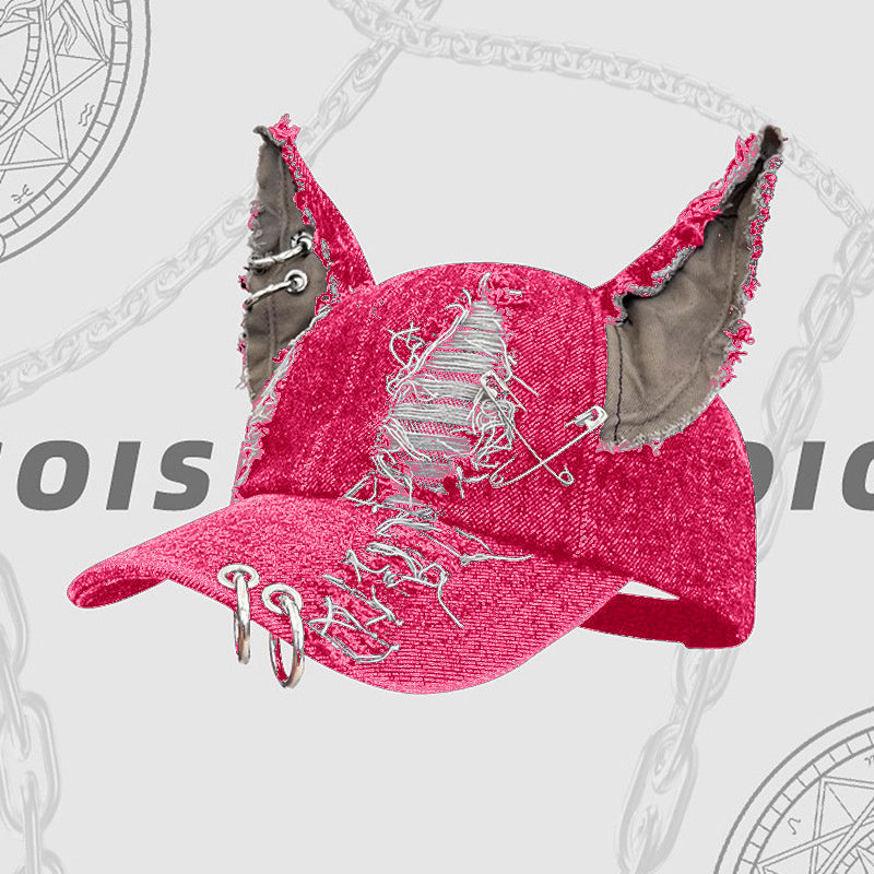 Gorra vaquera con orejas de gato: estilo deportivo estilo Harajuku grunge 