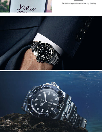 Sinobi Model Diver Watch – Submariner Homage, 43.5 mm Stainless Steel Quartz