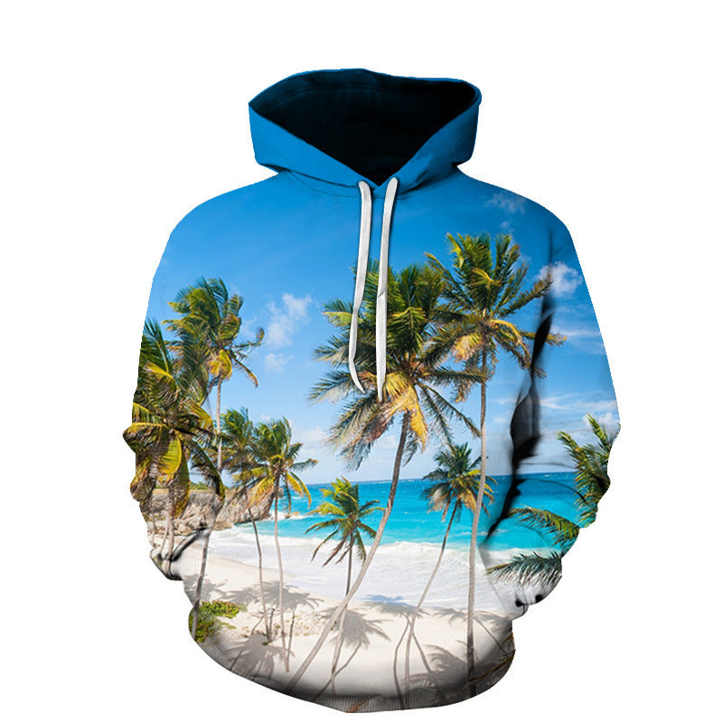 Sudadera deportiva con imagen completa | Playa, hoja de arce, bosque y más | Sudadera deportiva unisex con capucha
