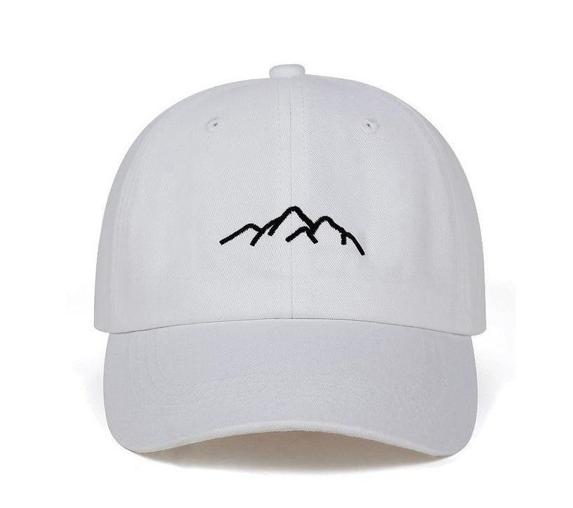 Gorra de béisbol ajustable de algodón con bordado de montañas | Unisex y versátil