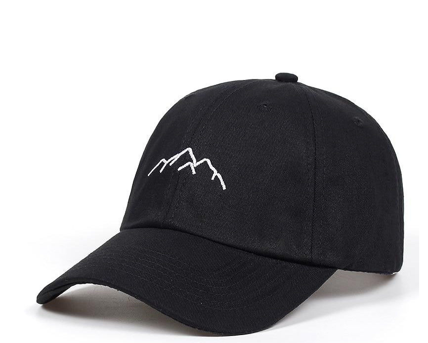 Gorra de béisbol ajustable de algodón con bordado de montañas | Unisex y versátil
