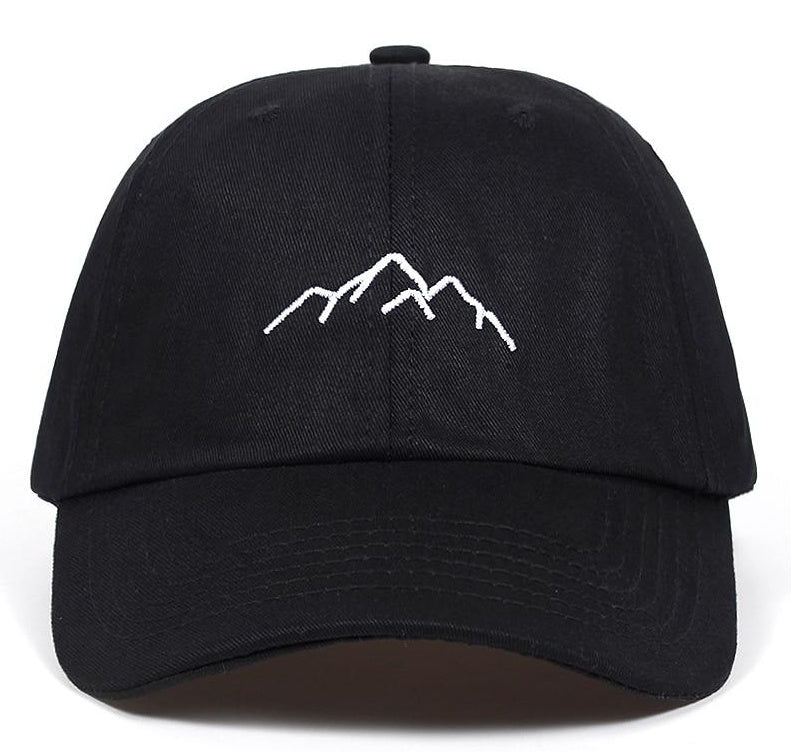 Gorra de béisbol ajustable de algodón con bordado de montañas | Unisex y versátil