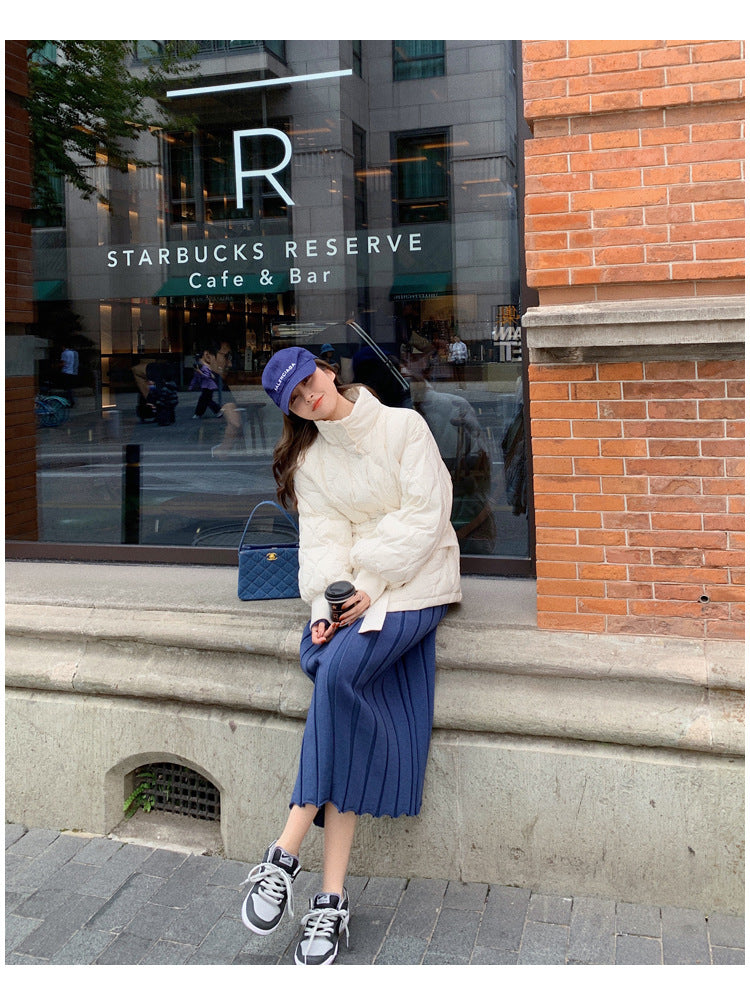 Slim-Fit Waist-Length Korean Winter Jacket – Lightweight Short Puffer Coat