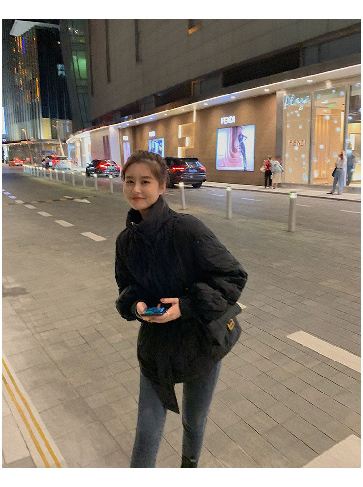 Slim-Fit Waist-Length Korean Winter Jacket – Lightweight Short Puffer Coat