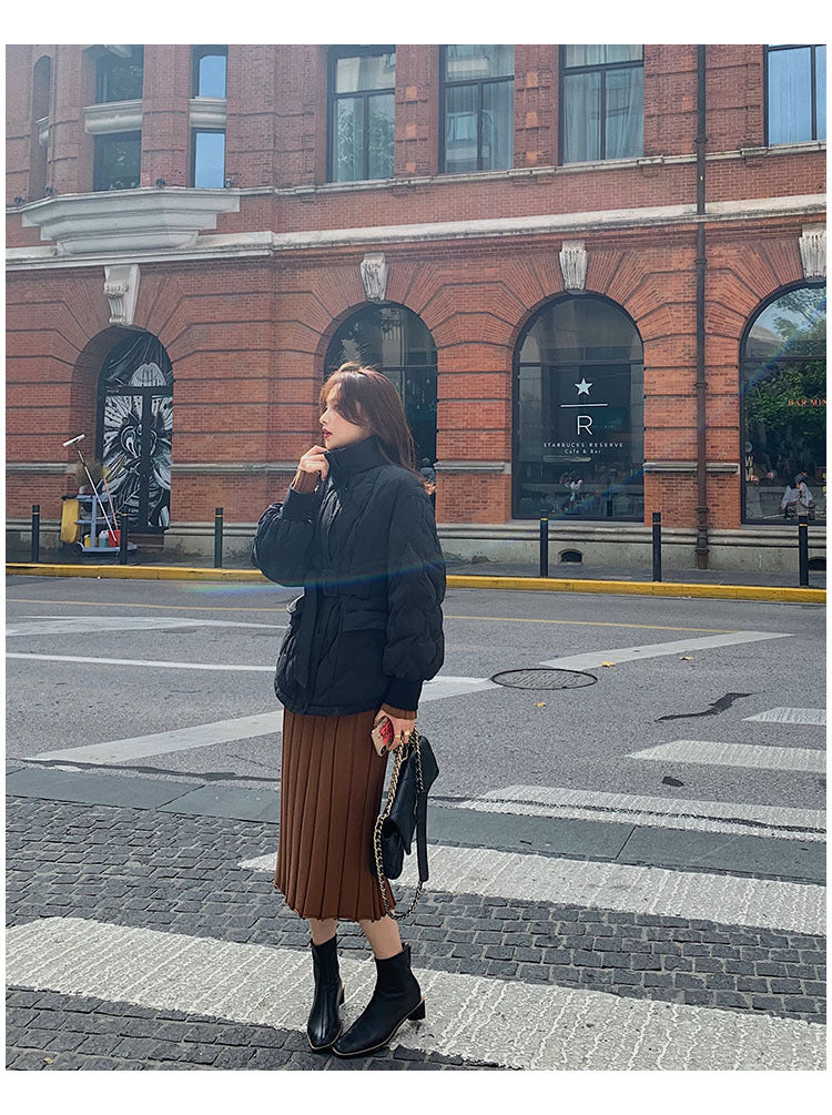 Slim-Fit Waist-Length Korean Winter Jacket – Lightweight Short Puffer Coat