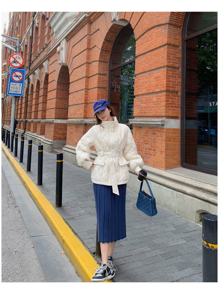 Slim-Fit Waist-Length Korean Winter Jacket – Lightweight Short Puffer Coat