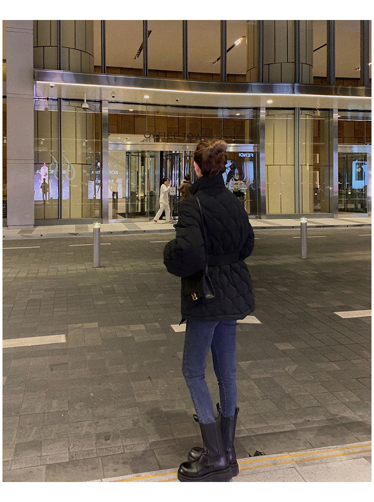 Slim-Fit Waist-Length Korean Winter Jacket – Lightweight Short Puffer Coat