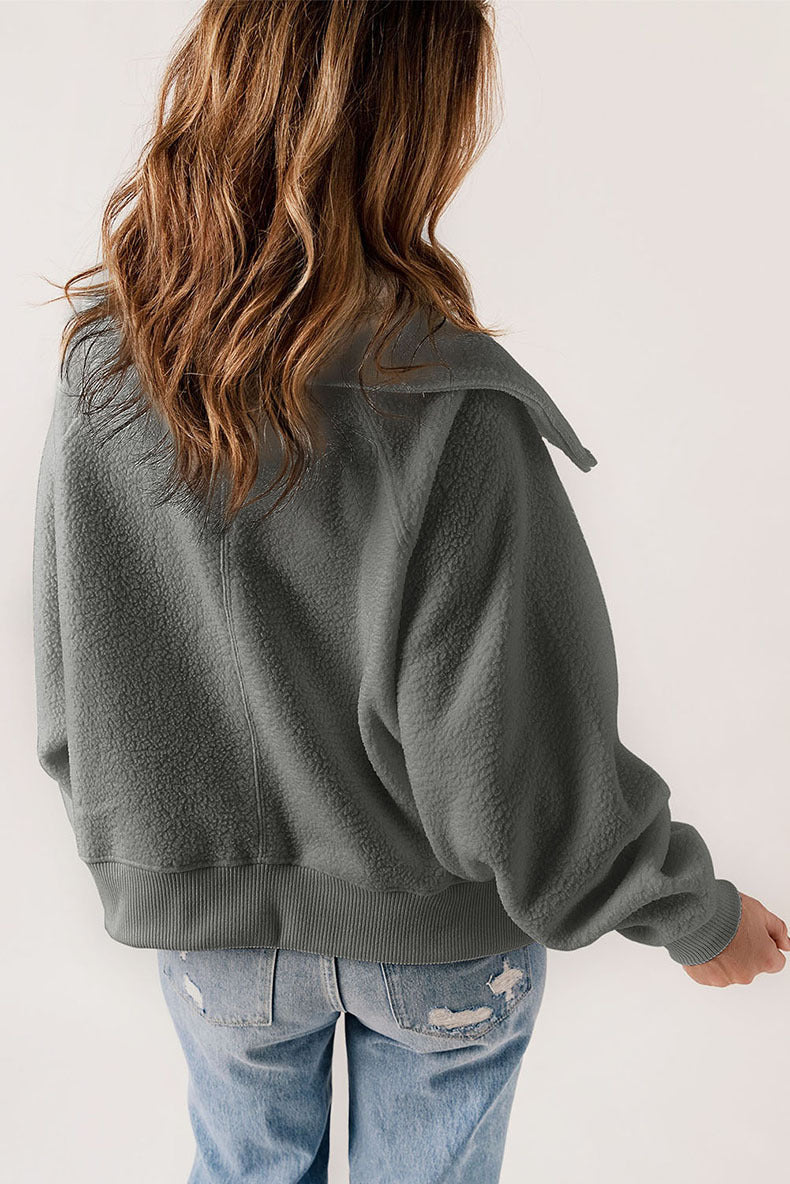 Women’s Plush Long-Sleeve Cardigan Jacket – Thick Cozy Button-Up