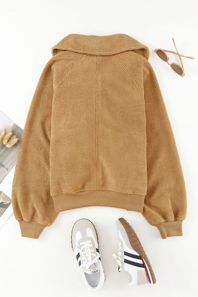 Women’s Plush Long-Sleeve Cardigan Jacket – Thick Cozy Button-Up