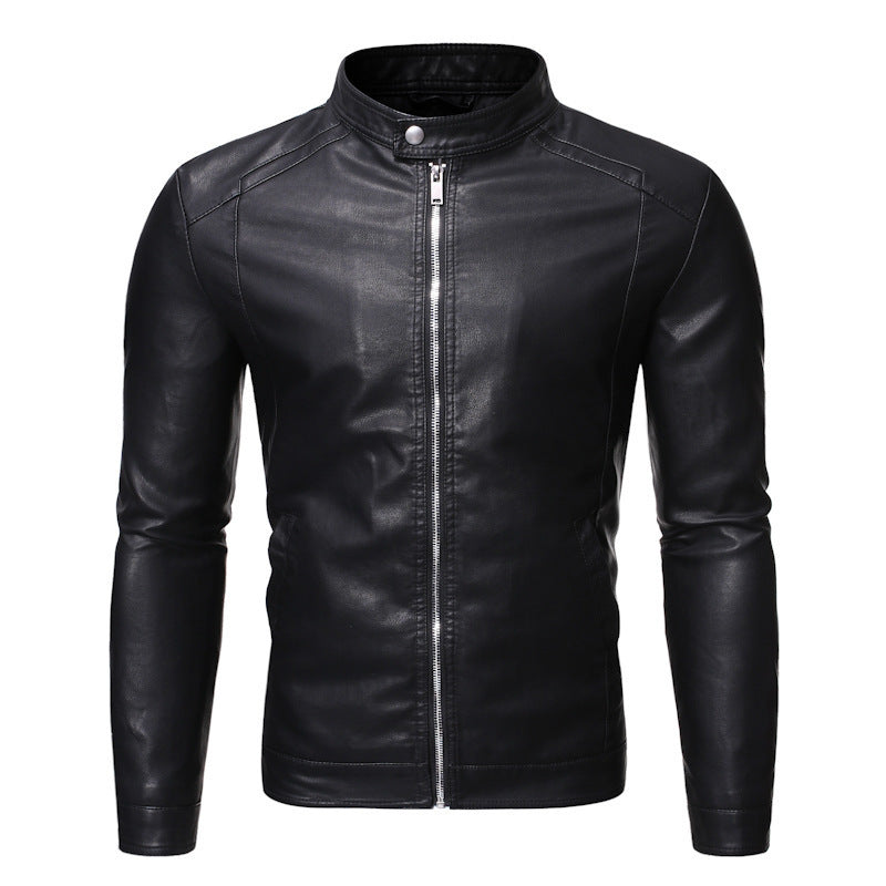 Men's Slim Casual Leather Jacket Motorcycle Jacket