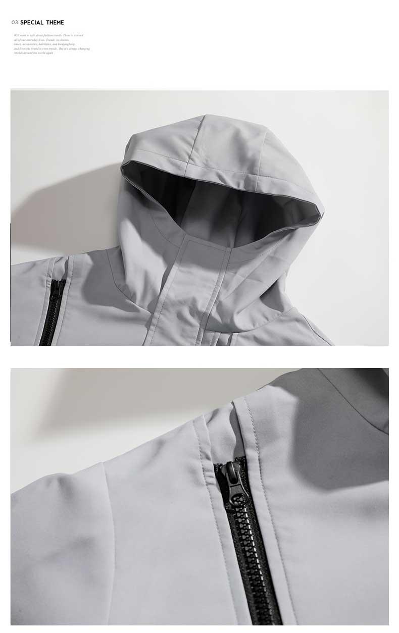 Gradient Color Waterproof Streetwear Jacket – Bold Patch-Pocket Coat