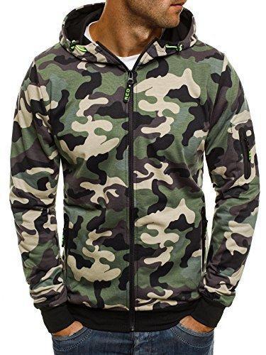 Sudadera con capucha y cremallera de camuflaje para hombre | Elegante y funcional