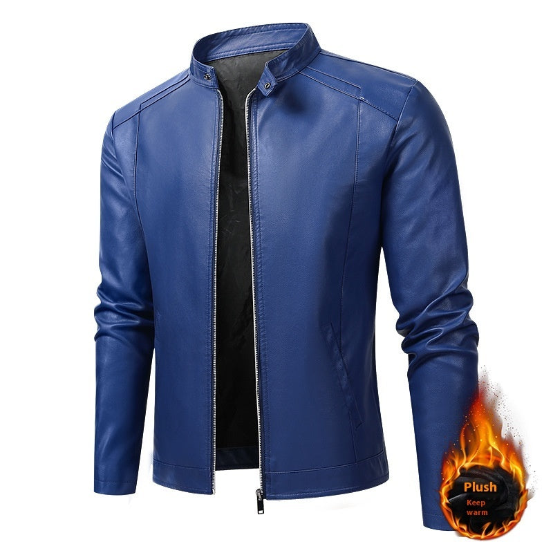 Men&#39;s Slim Casual Leather Jacket Motorcycle Jacket
