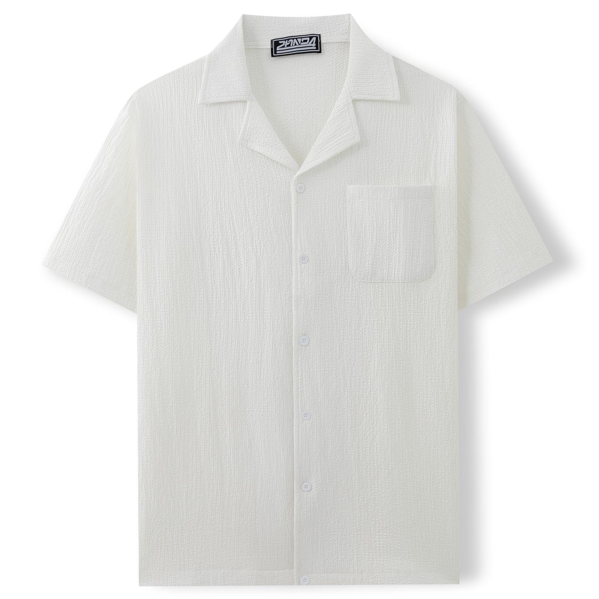 Cuban Collar Short Sleeve Shirt Vacation Style