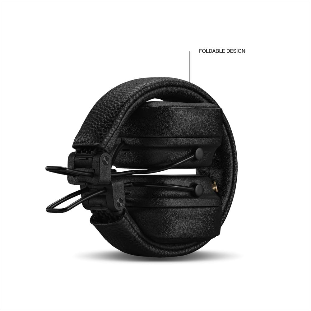 Marshall Major V Bluetooth On‑Ear Headphones – 100+ Hours Playtime, Wireless Charging, Rugged Foldable Design