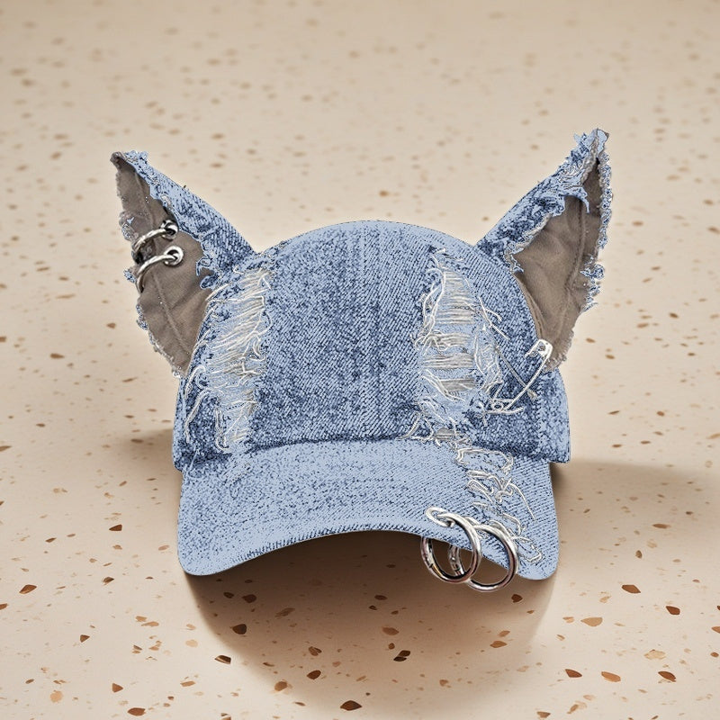 Gorra vaquera con orejas de gato: estilo deportivo estilo Harajuku grunge 