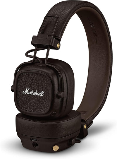 Marshall Major V Bluetooth On‑Ear Headphones – 100+ Hours Playtime, Wireless Charging, Rugged Foldable Design