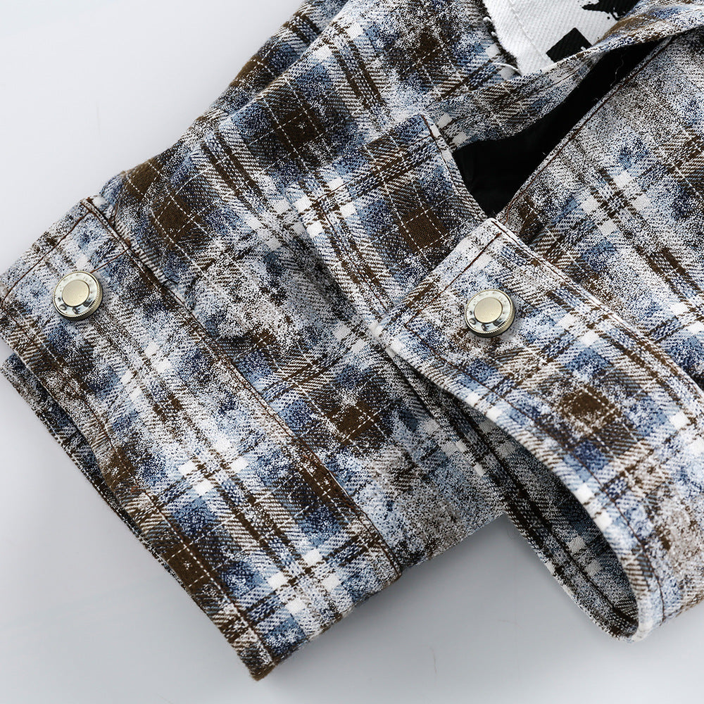 Distressed Plaid Jacket For Men