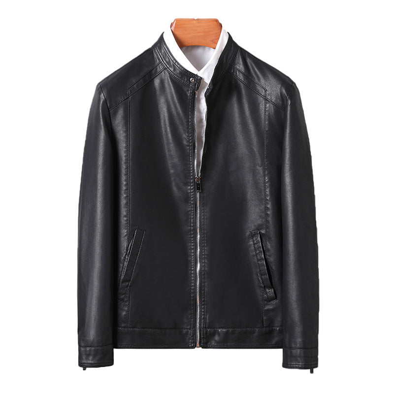 Men's Slim Casual Leather Jacket Motorcycle Jacket