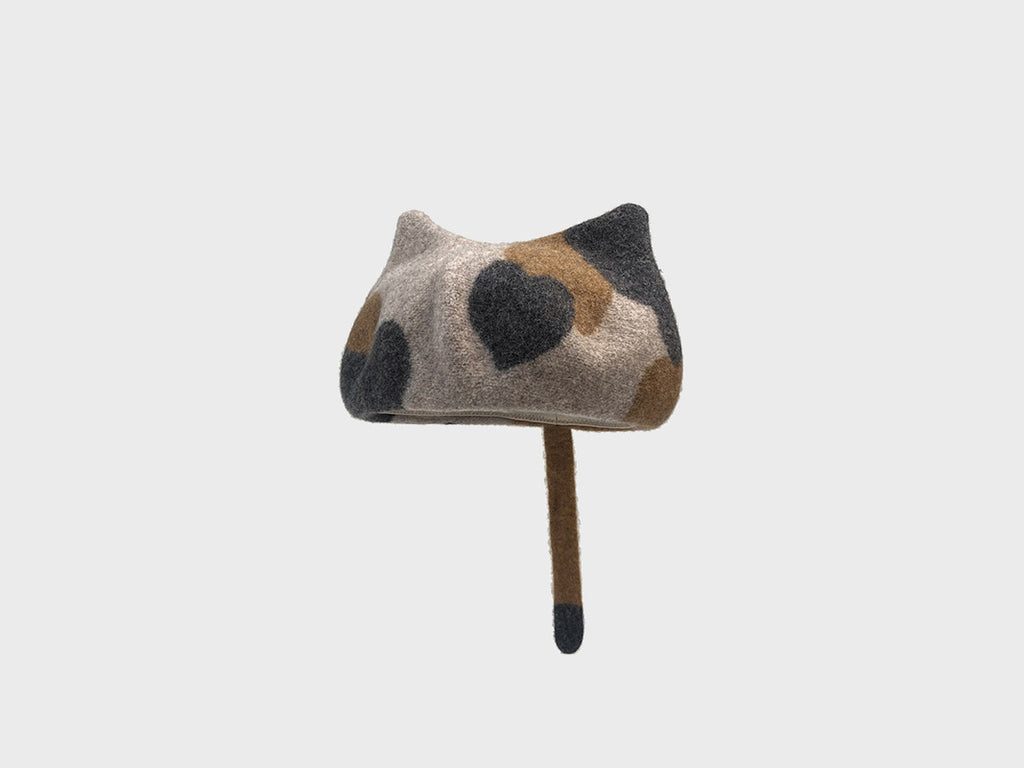 Cat Lover Wool Cap | Tail & Ears | Warm and Stylish Beret Cap