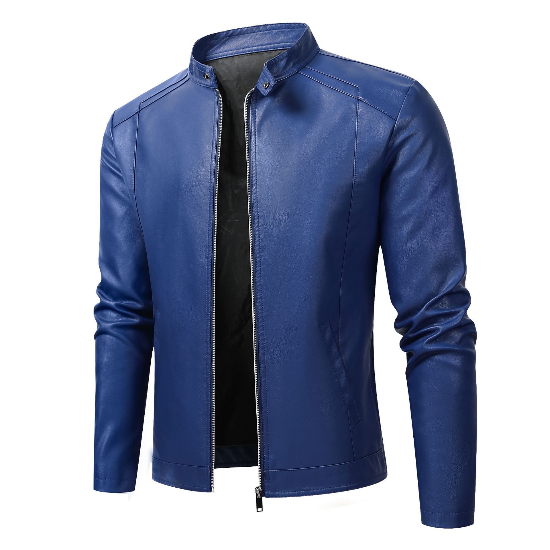 Men's Slim Casual Leather Jacket Motorcycle Jacket