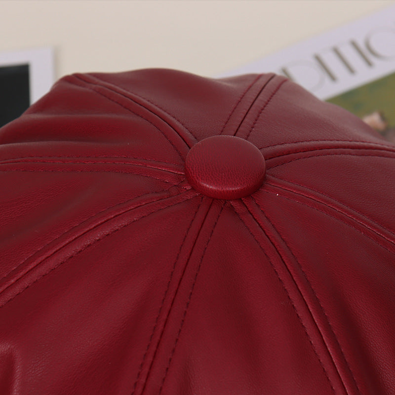 Gorra octogonal de cuero con estilo | Elegante accesorio de invierno 