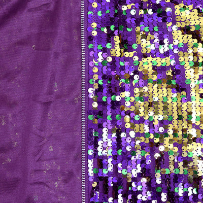 Women’s Purple Sequined Varsity-Style Cardigan Jacket – Embroidered Purple Zip-Up