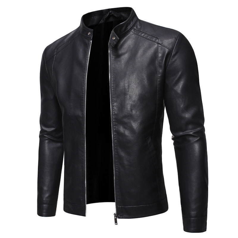 Men's Slim Casual Leather Jacket Motorcycle Jacket