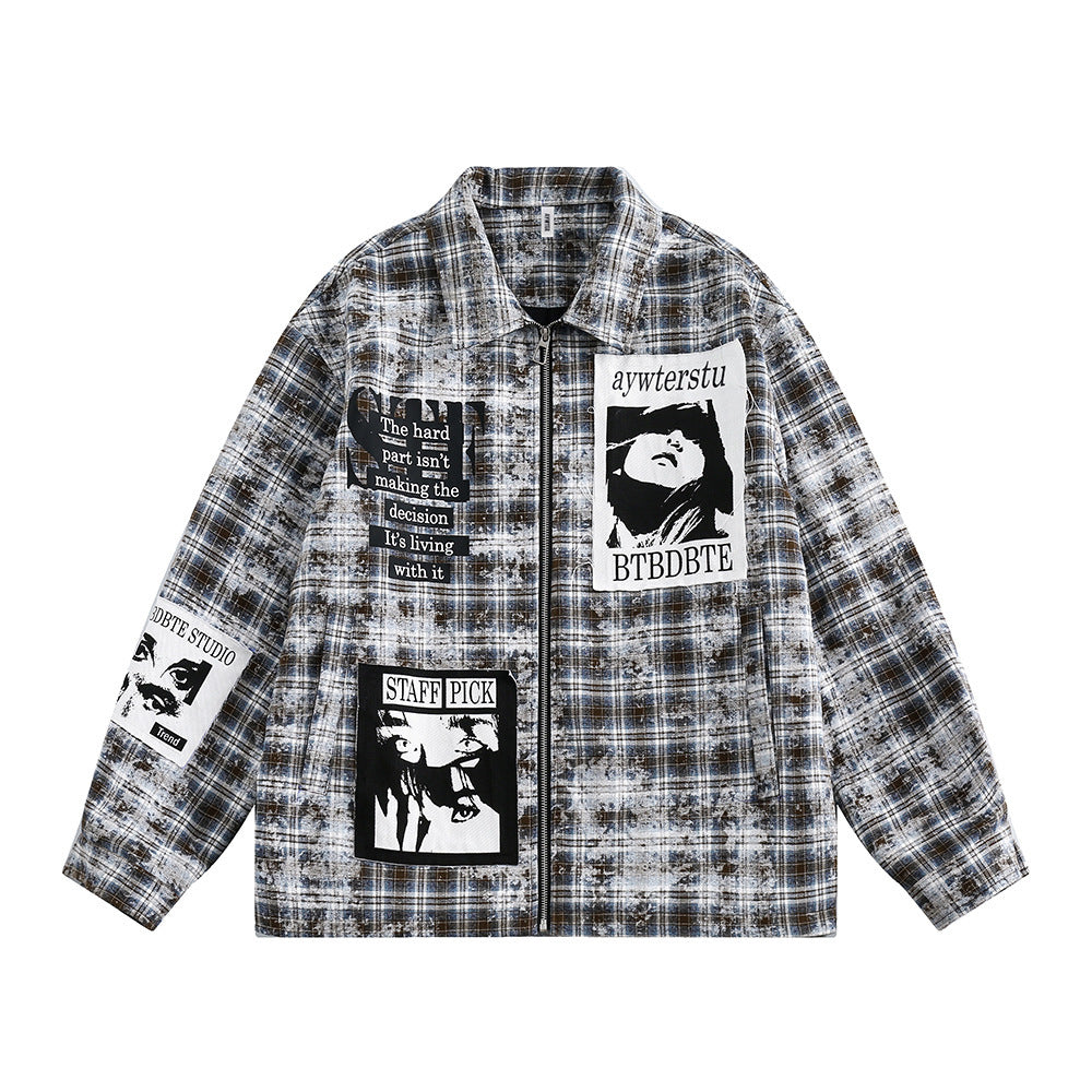 Distressed Plaid Jacket For Men