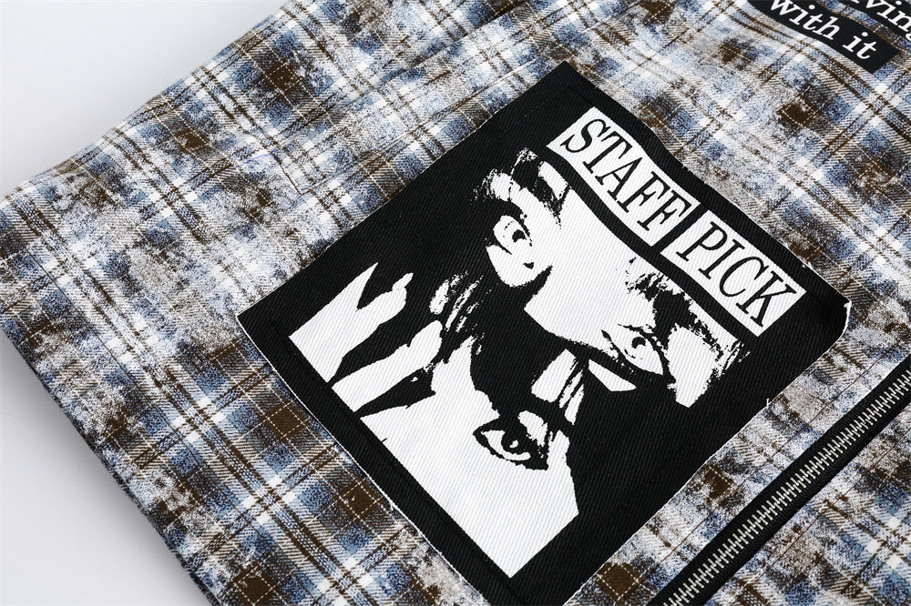 Distressed Plaid Jacket For Men