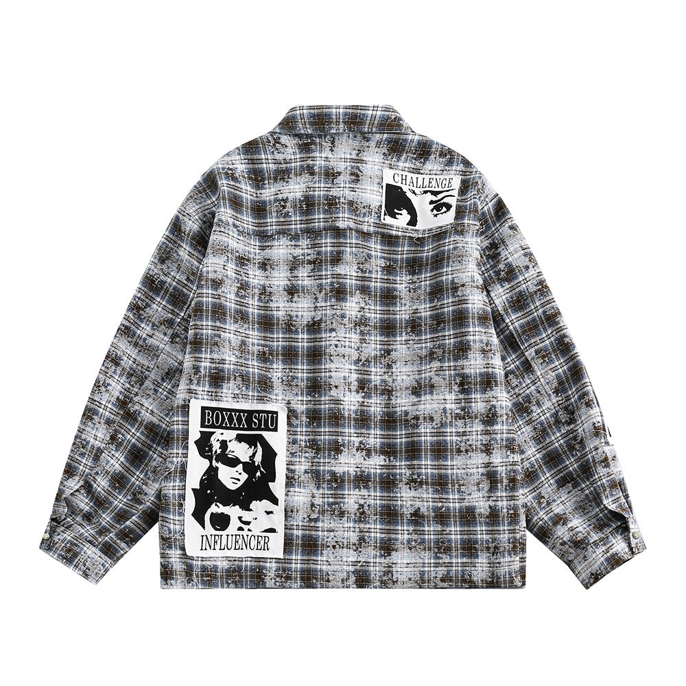 Distressed Plaid Jacket For Men