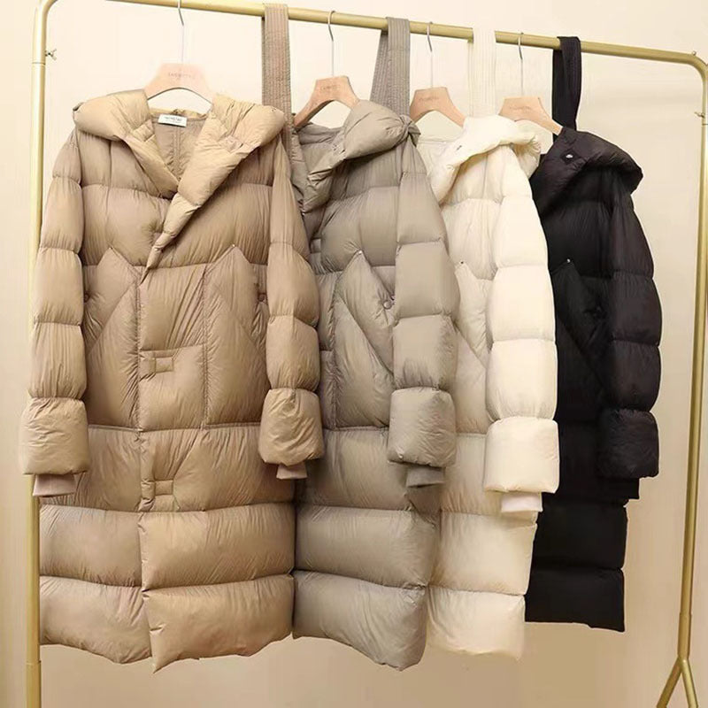 Women’s Long Loose-Fit Premium Down Puffer Coat – Oversized Winter Jacket